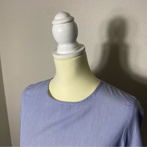 Zara Basic Collection Blue Pinstriped 3/4 Bell Sleeve Top Women's Size Small - Picture 9 of 15